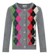 Ganni Women Grey Argyle-pattern Cardigan, L Luxury Sweaters & Knitwear For Women Darveys In Gray