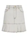 Ganni Grey Future Denim Pleated Mini Skirt In Grey