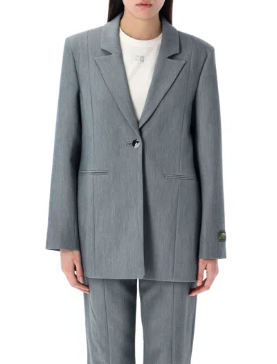 Ganni Grey Future Suiting Blazer In Gray