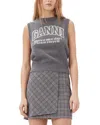 Ganni Knitted Vest With Logo In Frost Gray