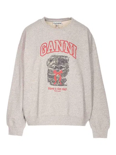 Ganni Grey Isoli Sweatshirt In Neutral