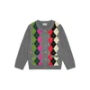 Ganni Cardigan Checkered Argyle Pattern In Multi
