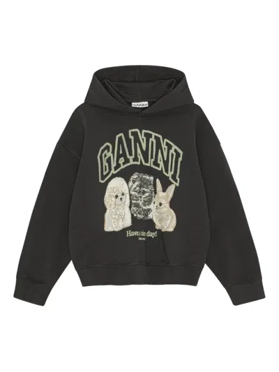 GANNI GANNI GREY ORGANIC COTTON SWEATSHIRTS