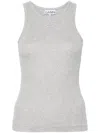 Ganni Logo-embroidered Mélange Tank Top In Grey