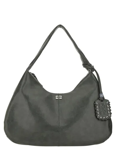 Ganni Grey Rec Le Shoulder Bags