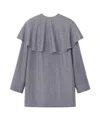 Ganni Grey Stripe Circle Collar Dress In Gray