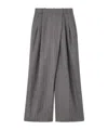Ganni Grey Stripe Cross-over Trousers In Gray