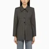 Ganni Single Breasted Jacket With Grey Stripes In Grey