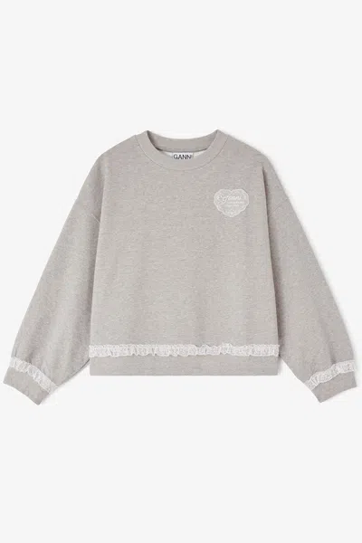 Ganni Grey Sweatshirt In Gray
