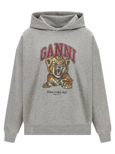 Ganni Grey Tiger Sweatshirt Gray