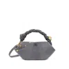 Ganni Small Twisted-handle Denim Clutch Bag In Gray