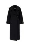 Ganni Double-face Wool Lace-up Coat Phantom In Black