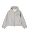 Ganni Cotton Zip-up Hoodie Featuring Pockets In Gray