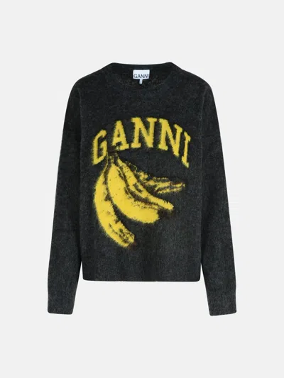 Ganni Grey Virgin Wool Blend Sweater In Gray