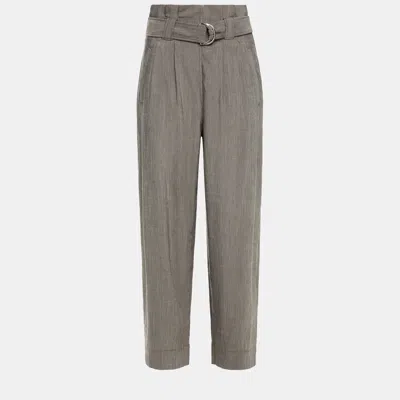 Pre-owned Ganni Grey Viscose Tapered Pants Size 38