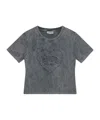 Ganni Cotton T-shirt Featuring Heart Embroidery In Gray
