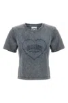 Ganni Cotton T-shirt Featuring Heart Embroidery