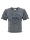 Ganni Cotton T-shirt Featuring Heart Embroidery