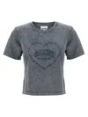 Ganni Cotton T-shirt Featuring Heart Embroidery