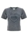Ganni Cotton T-shirt Featuring Heart Embroidery