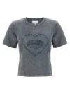 Ganni Cotton T-shirt Featuring Heart Embroidery