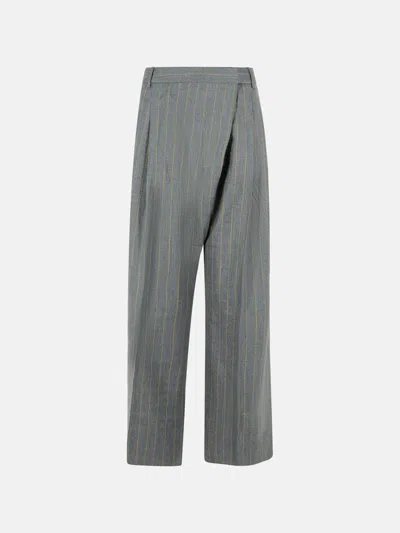 Ganni Grey Wool Blend Trousers In Gray