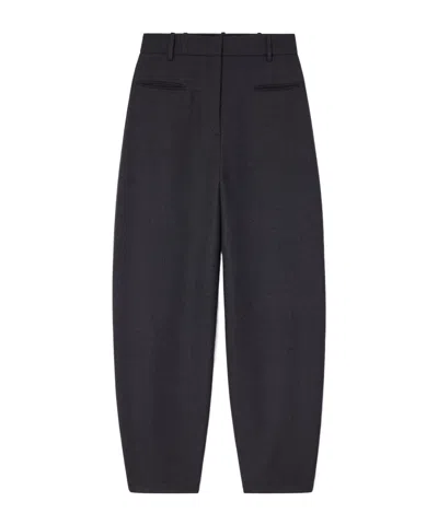 Ganni Grey Wool Suiting Trousers In Black
