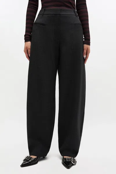 Ganni Grey Wool Suiting Trousers - Size 42 Mixed In Black