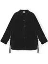 Ganni Habotai Oversized Shirt Woman Black In Viscose