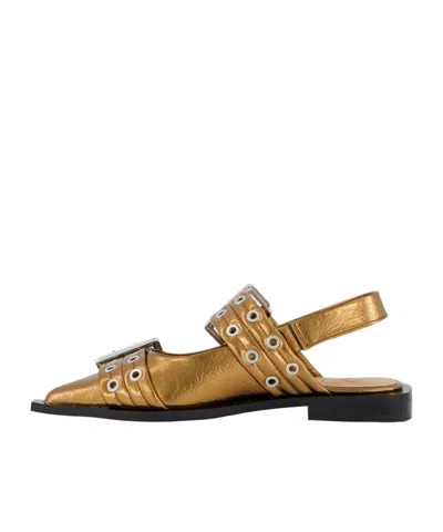 Ganni Half-heeled Flat Sandals In Brown
