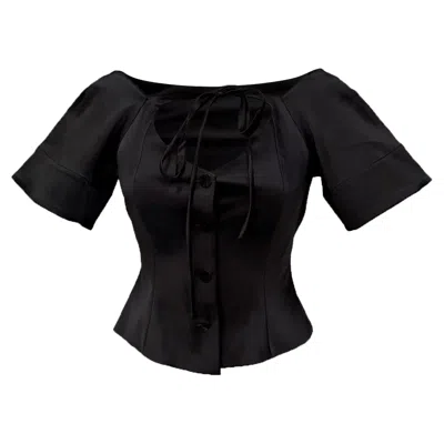 Pre-owned Ganni Halter Neck Blouse In Black Polyester