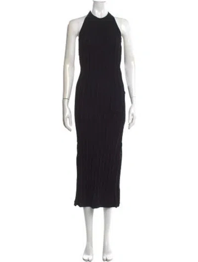 Pre-owned Ganni Halterneck Long Dress In Black
