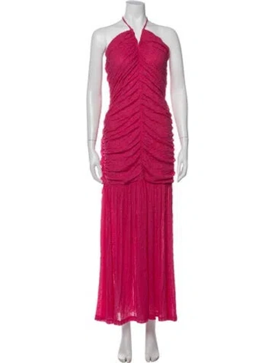 Pre-owned Ganni Halterneck Long Dress W/ Tags In Pink