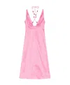 Ganni Double Satin Beaded Stretch Recycled-polyester Midi Dress In Pink
