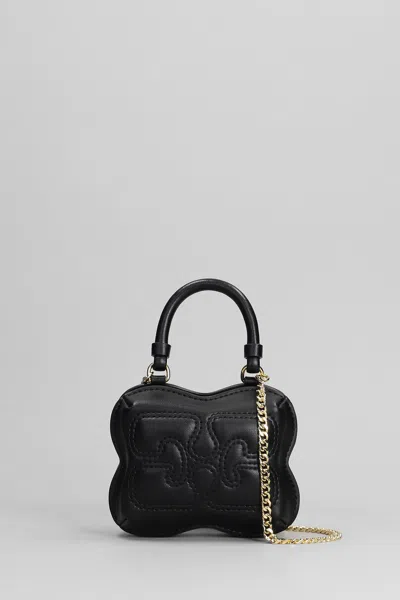 Ganni Butterfly Nano Hand Bag In Black Leather