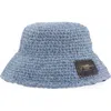 Ganni Hand-knit Denim Bucket Hat In Purple