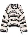 Ganni Handcrafted Chunky Knit Crewneck Sweater In White