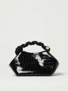 Ganni Black Croc Patent Mini Bou Bag In Black