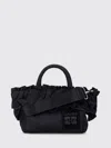 Ganni Black Nylon Ruffled Top Handle Bag In Black