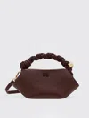 Ganni Mini Grained Bou Bag With Twisted Handle In Brown