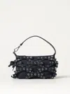 Ganni Denim Small Bow Eyelet Butterfly Pouch Bag In Navy
