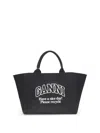 Ganni Women Xxl Canvas Tote Bag In Black