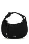 Ganni Knot Baguette Recycled-polyester And Leather Shoulder Bag In Black