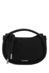 Ganni Knot Baguette Recycled-polyester And Leather Shoulder Bag In Black