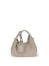 Ganni Mini Textured Leather Tote Bag In White