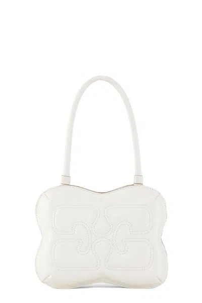 Ganni Butterfly Handbag In White