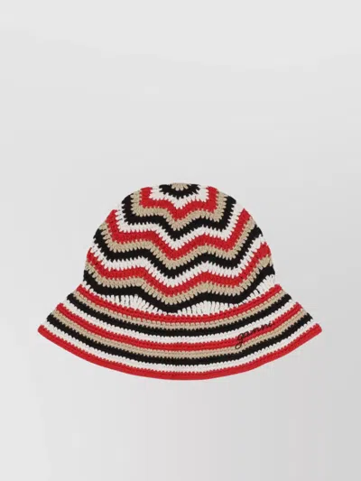 Ganni Handmade Crochet Bucket Hat With Chevron Pattern In Multi