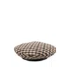 Ganni Checkered Wool Beret Featuring Buckle Detail In Brown