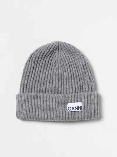 Ganni Hat In Recycled Wool Blend In Gray