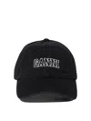 Ganni Brimmed Hats With Curved Brim In Black